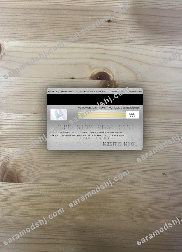 Lithuania (Litva) Citadele bank visa electron card photolook back